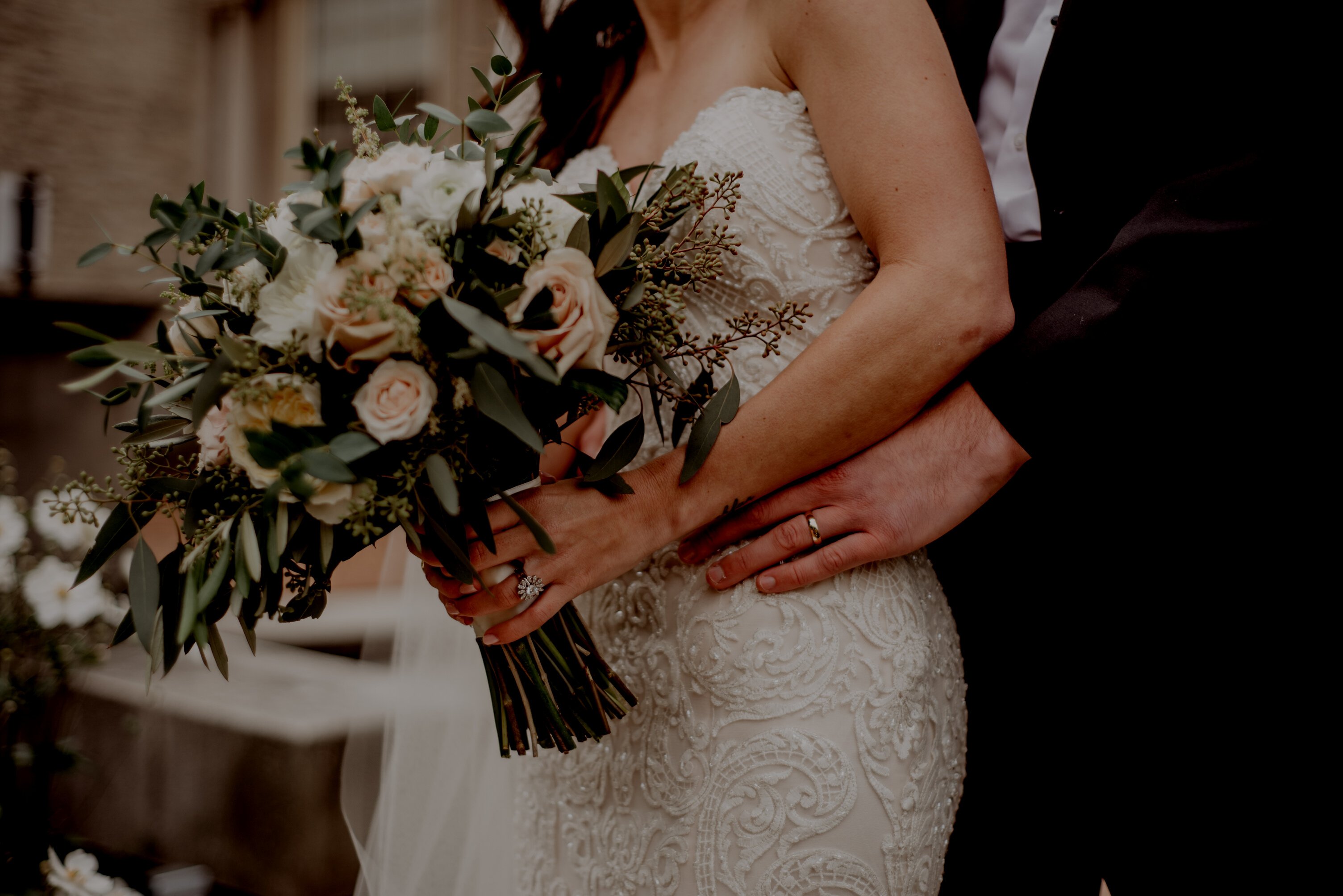 Woman Wearing White Wedding Gown